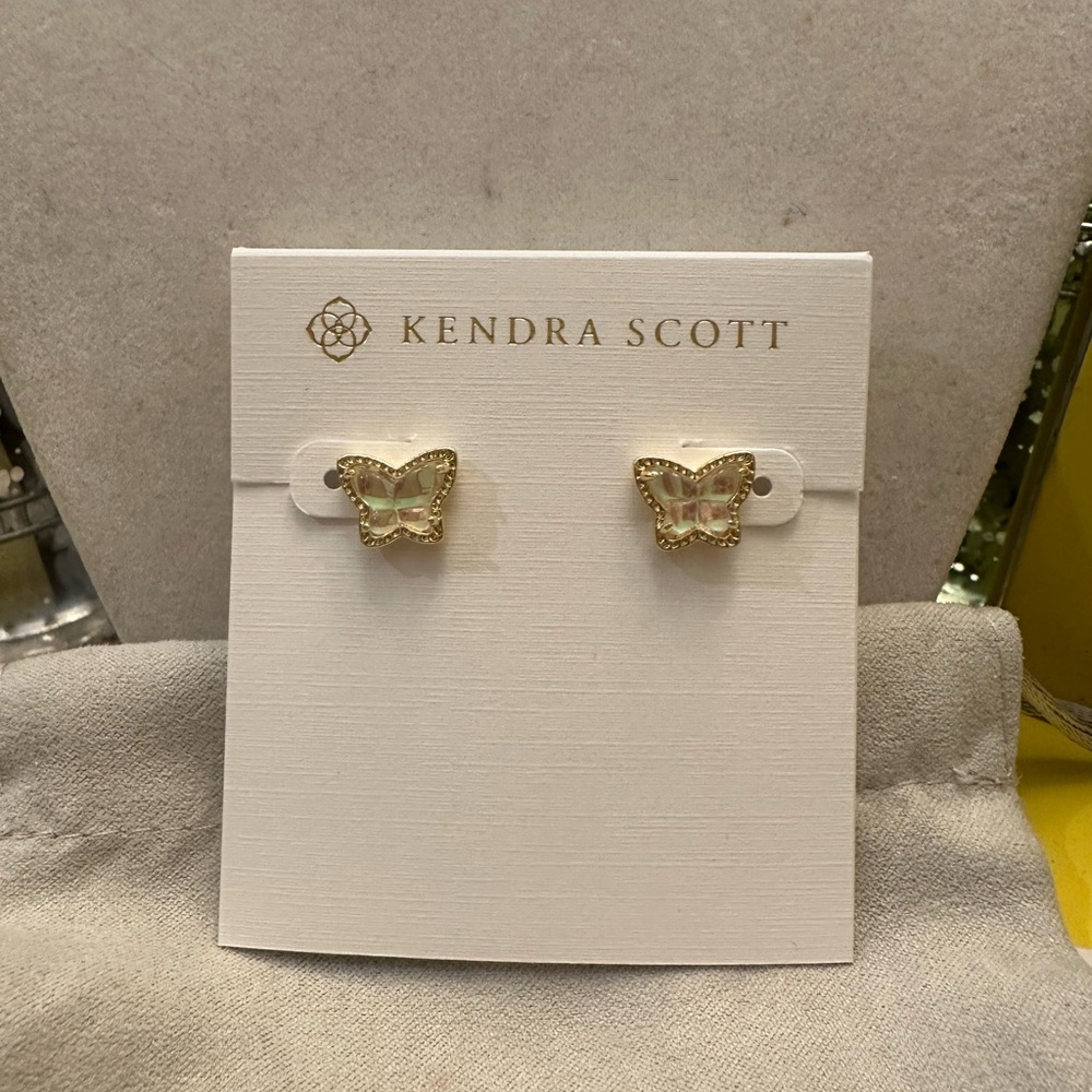 KENDRA SCOTT Lillia Butterfly‎ Stud Earring Gold Dichroic Glass NEW